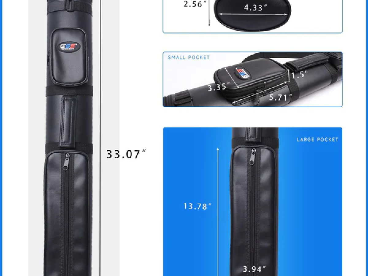 Estuche de Transporte para Taco de Billar Ovalado Duro 2x2 con Bolsa de Accesorios para Tacos (5 colores disponibles)