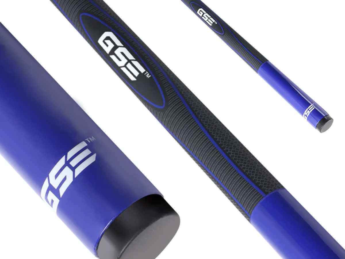 Taco de Billar compuesto de Grafito y Fibra de Vidrio de 58" y 2 Piezas para uso Comercial, Bar y Casa - Azul Pulido (18 oz - 21 oz disponible)