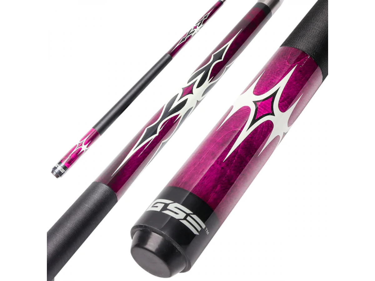 Taco de Billar Portátil de 58" y 2 Piezas de Arce Canadiense para Práctica y uso Comercial (Púrpura, 18-21 oz)