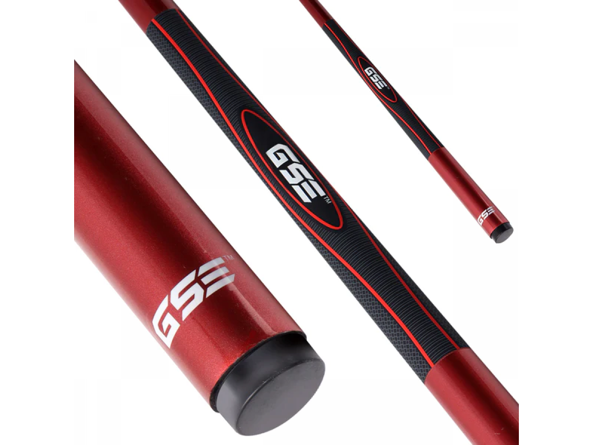 Taco de Billar compuesto de Grafito y Fibra de Vidrio de 58" y 2 Piezas para uso Comercial, Bar y Casa - Rojo Pulido (18 oz-21 oz disponible)