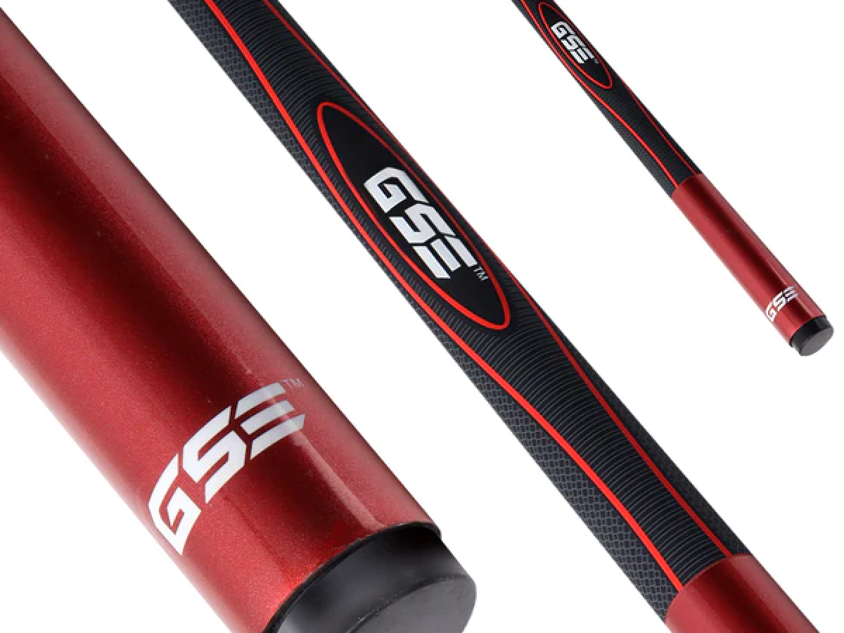 Taco de Billar compuesto de Grafito y Fibra de Vidrio de 58" y 2 Piezas para uso Comercial, Bar y Casa - Rojo Pulido (18 oz-21 oz disponible)