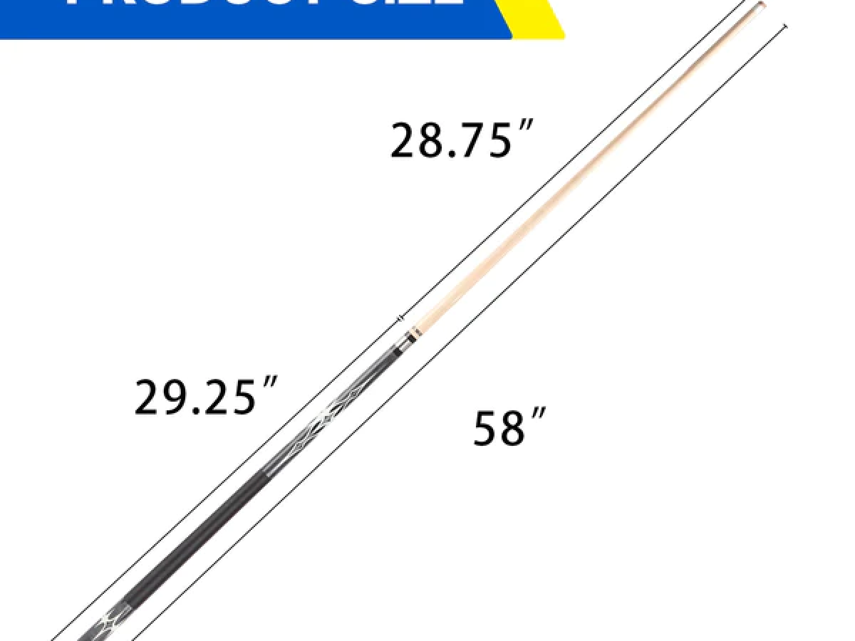 Taco de Billar Portátil de 58" y 2 Piezas de Arce Canadiense para Práctica y uso Comercial (Negro, 18-21 oz)