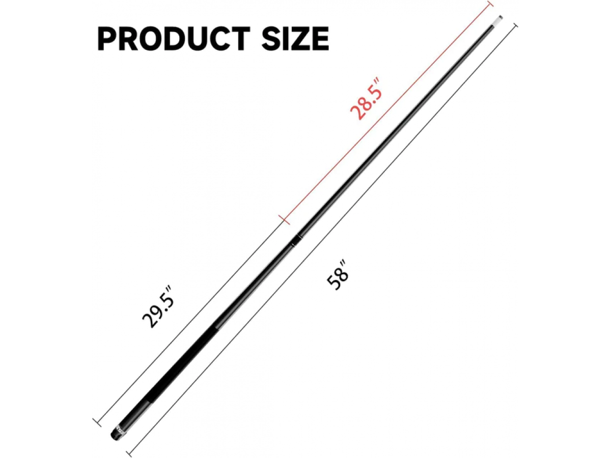 Taco de Billar Portátil Desmontable compuesto de Grafito de Fibra de Vidrio de 58 " y 2 Piezas para uso Comercial, Bar y Casa, Negro (18-21oz)