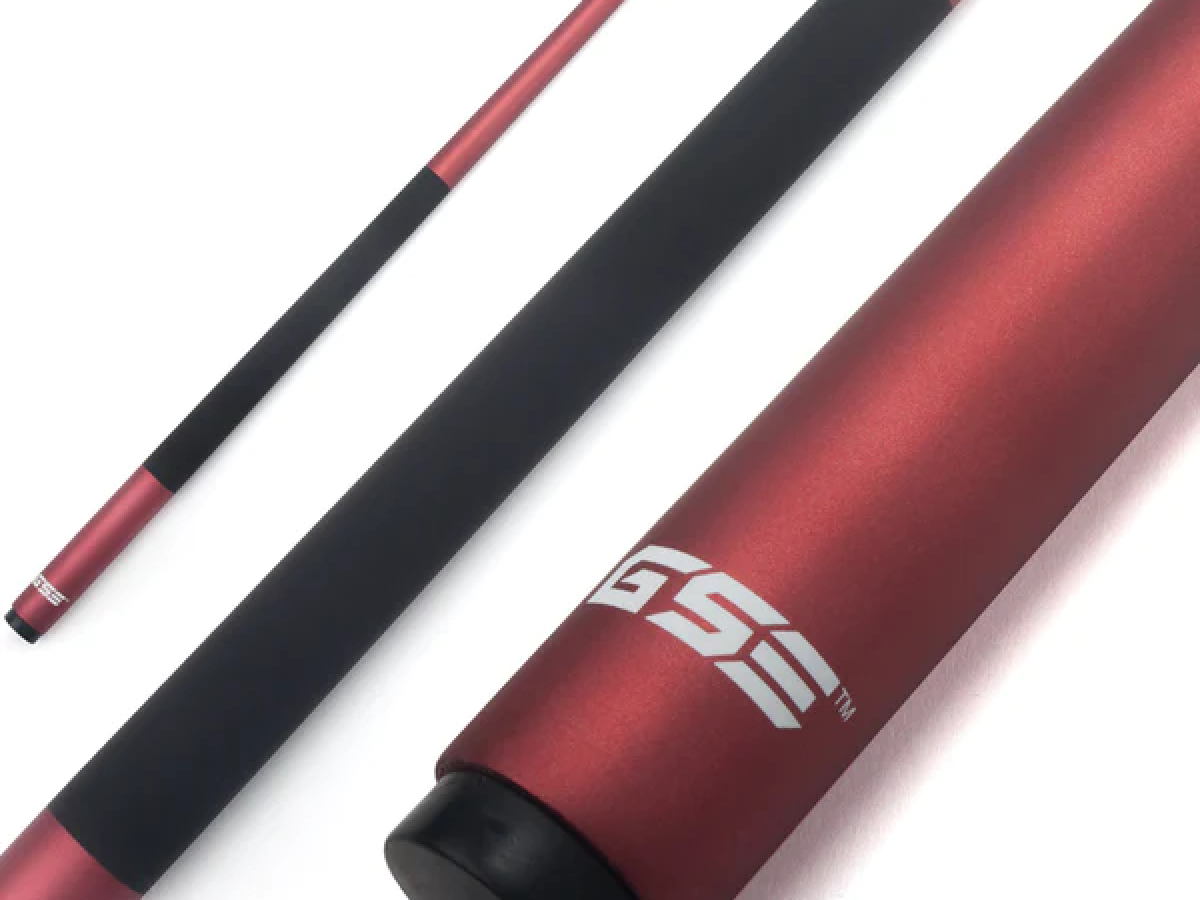 Taco de Billar Portátil Desmontable compuesto de Grafito de Fibra de Vidrio de 58" en 2 Piezas para uso Comercial, Bar y Casa - Rojo (18-21oz)