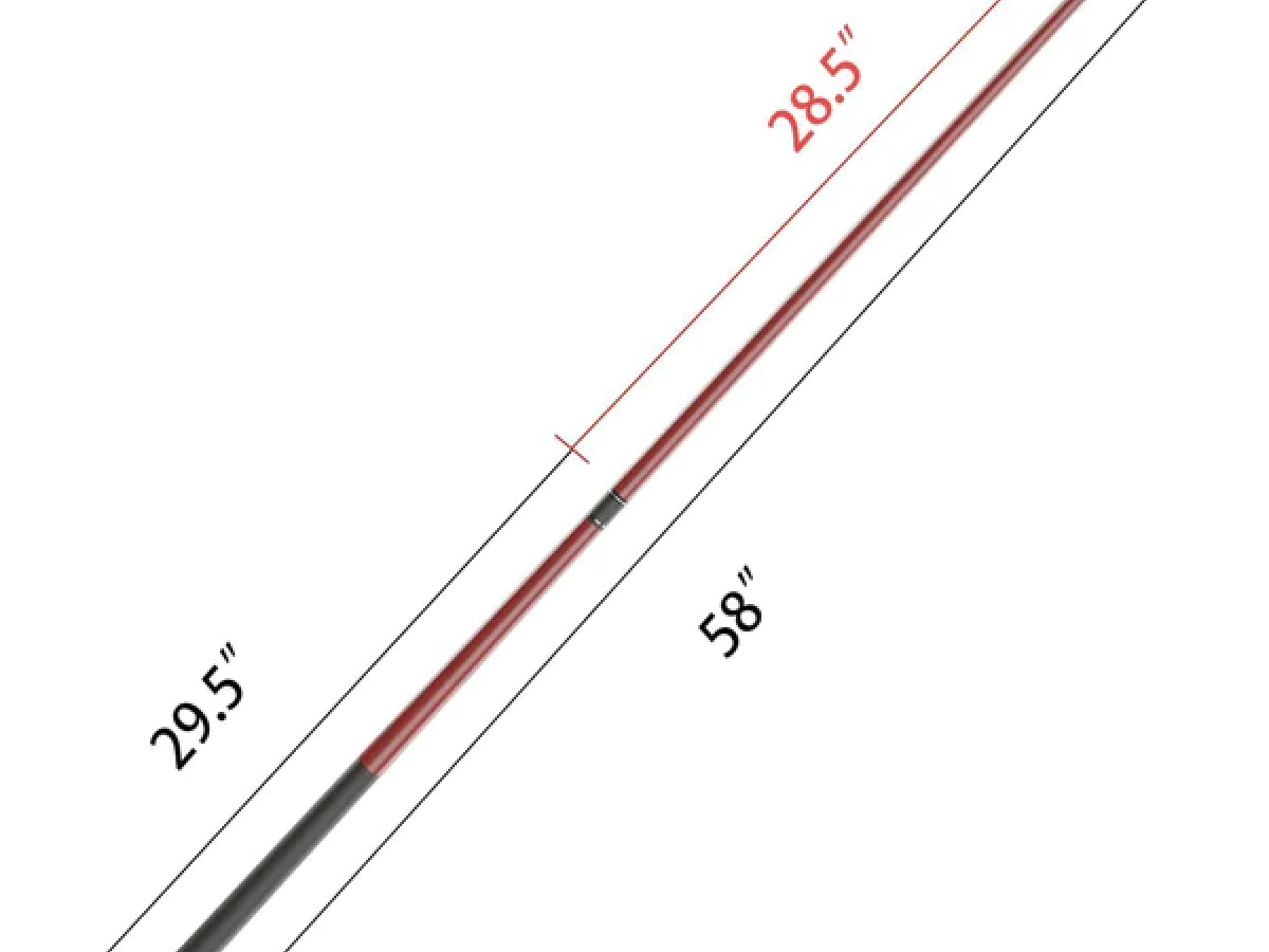 Taco de Billar Portátil Desmontable compuesto de Grafito de Fibra de Vidrio de 58" en 2 Piezas para uso Comercial, Bar y Casa - Rojo (18-21oz)