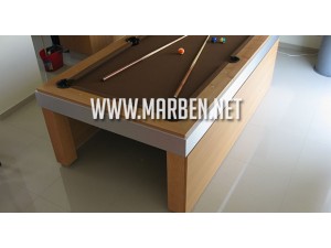 MESA DE BILLAR "BILIE COMEDOR" - MAPLE Y PLATA MESA DE BILLAR "BILIE COMEDOR" - MAPLE Y PLATA