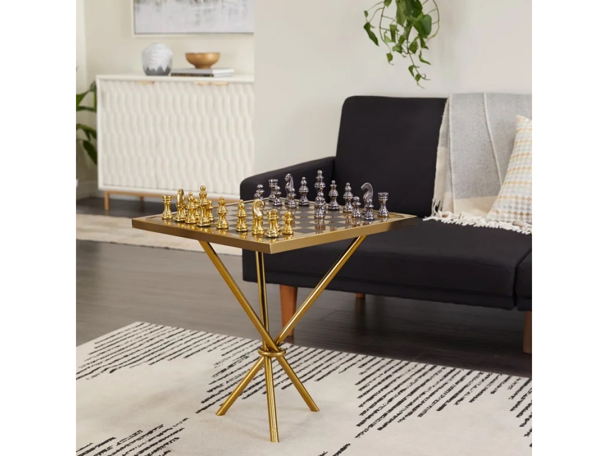 Mesa para Juego de Ajedrez y Damas en Metal y Aluminio