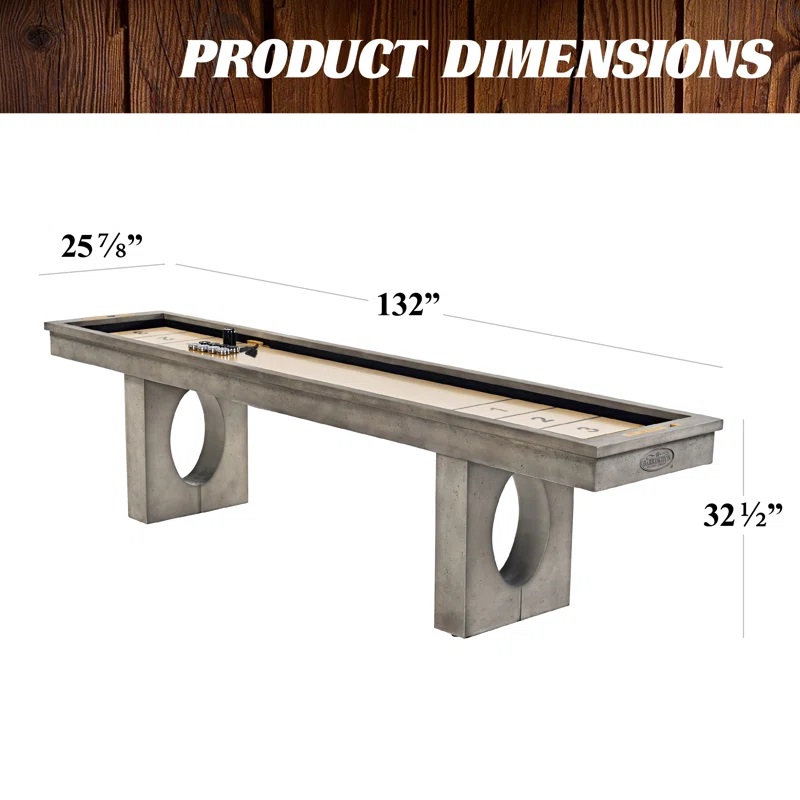 Mesa de Shuffleboard para Exteriores Barbington Billiards de 11 pies con Campo de Juego para Todo Clima y Set de 8 Discos