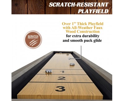 Mesa de Shuffleboard para Exteriores Barbington Billiards de 11 pies con Campo de Juego para Todo Clima y Set de 8 Discos