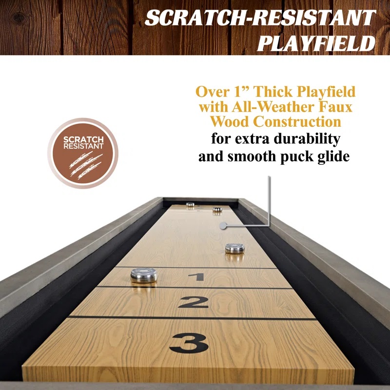 Mesa de Shuffleboard para Exteriores Barbington Billiards de 11 pies con Campo de Juego para Todo Clima y Set de 8 Discos