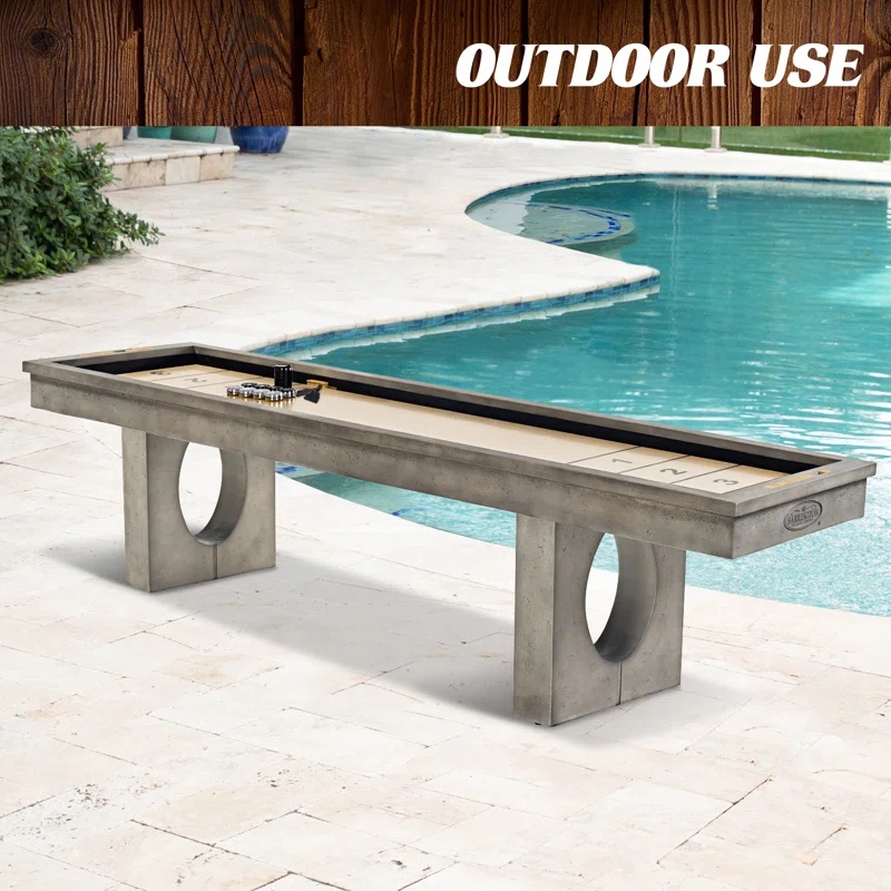 Mesa de Shuffleboard para Exteriores Barbington Billiards de 11 pies con Campo de Juego para Todo Clima y Set de 8 Discos