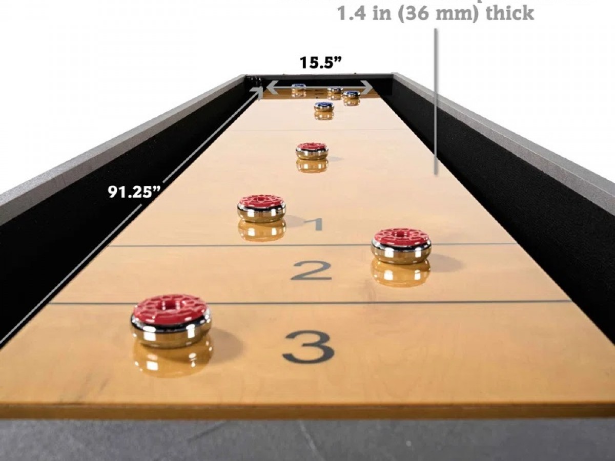 Mesa de shuffleboard Kinwood para Salón de Juegos con set de 8 discos