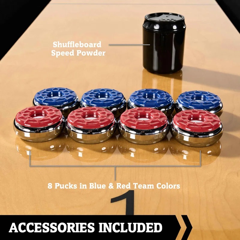 Mesa de shuffleboard Kinwood para Salón de Juegos con set de 8 discos