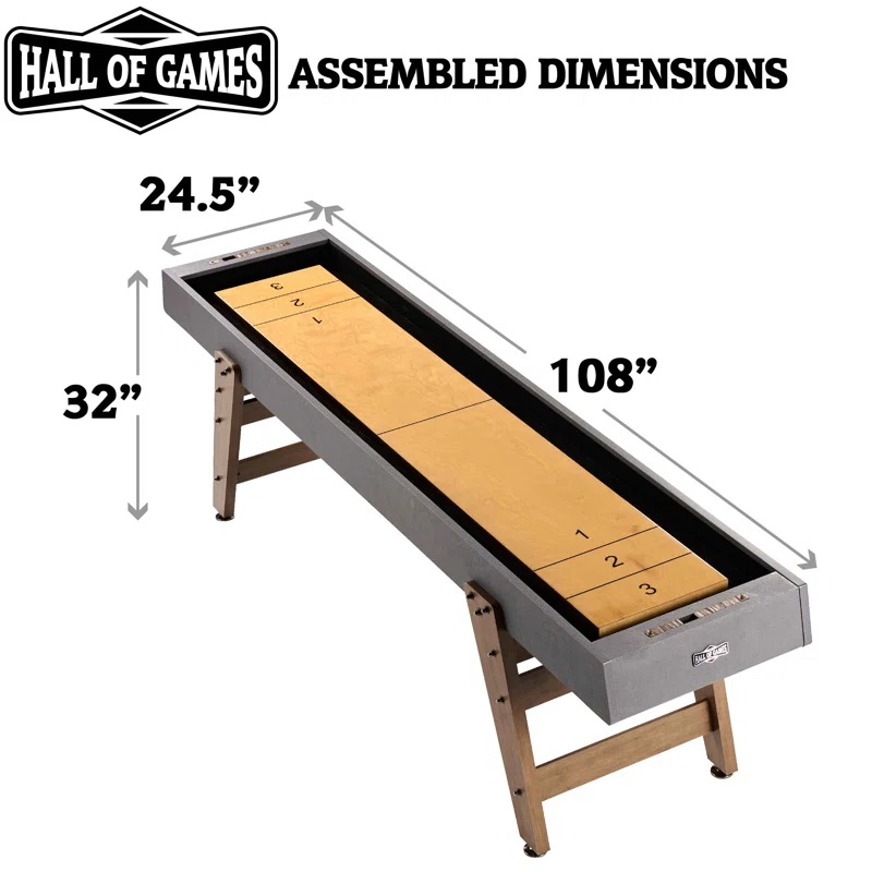 Mesa de shuffleboard Kinwood para Salón de Juegos con set de 8 discos