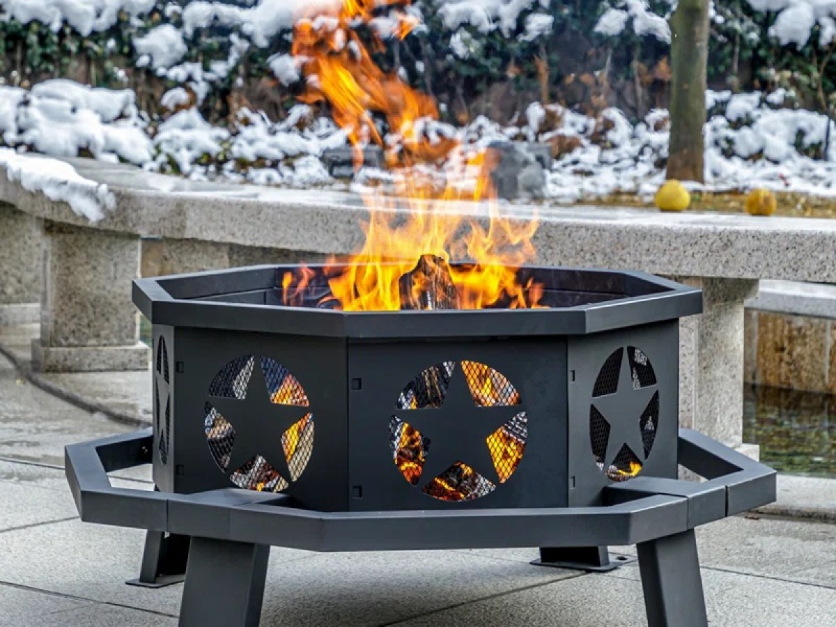 Fogon Octagonal con Estrellas para Fuego al Aire Libre