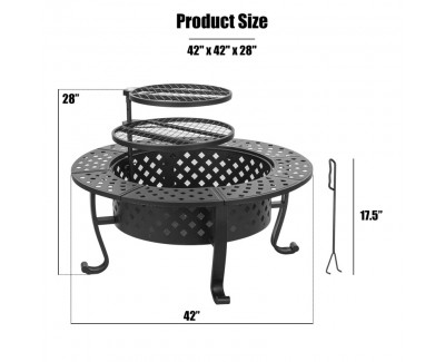 Fogon de Acero para Fogata y Asador 3 en 1