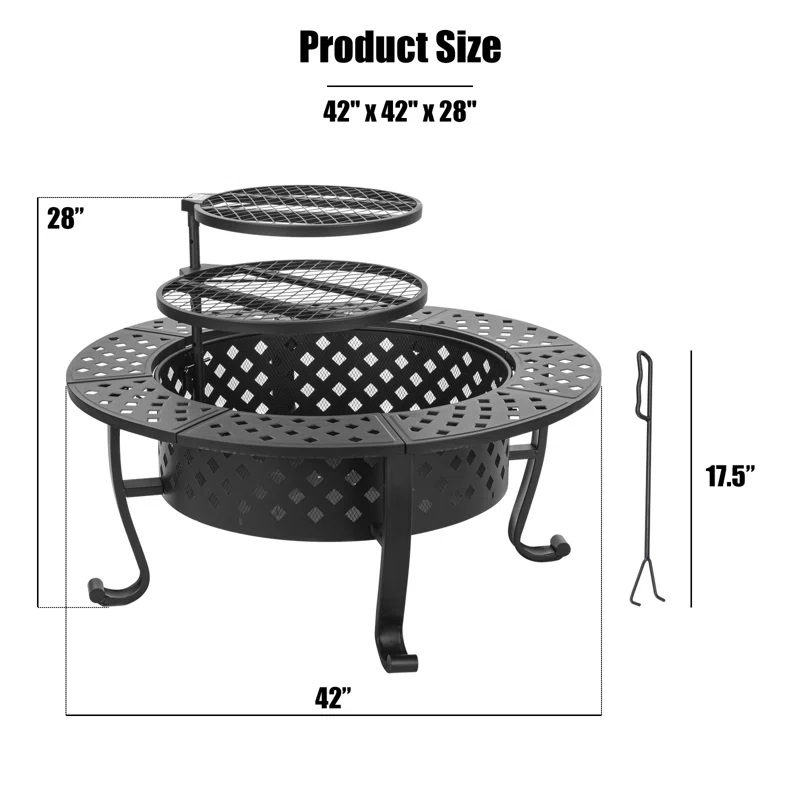 Fogon de Acero para Fogata y Asador 3 en 1