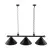 Lampara colgante metálica de 142 cm para mesa de billar con 3 sombras color negro