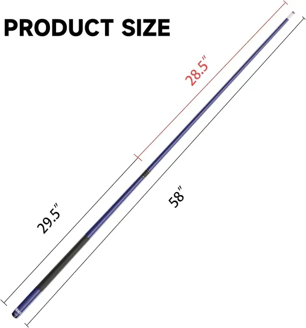 Taco de Billar Portátil Desmontable compuesto de Grafito de Fibra de Vidrio de 58" en 2 Piezas para uso Comercial, Bar y Casa - Azul (18-21oz) Taco de Billar Portátil Desmontable compuesto de Grafito de Fibra de Vidrio de 58" en 2 Piezas para uso Comercial, Bar y Casa - Azul (18-21oz)
