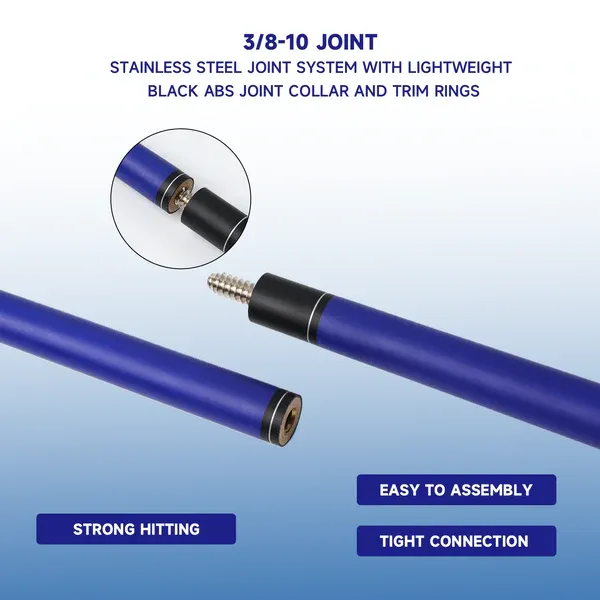 Taco de Billar Portátil Desmontable compuesto de Grafito de Fibra de Vidrio de 58" en 2 Piezas para uso Comercial, Bar y Casa - Azul (18-21oz) Taco de Billar Portátil Desmontable compuesto de Grafito de Fibra de Vidrio de 58" en 2 Piezas para uso Comercial, Bar y Casa - Azul (18-21oz)