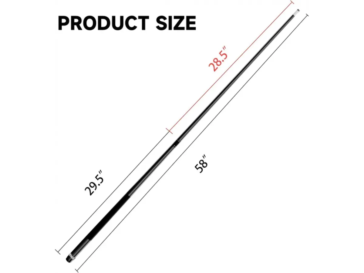 Taco de Billar Portátil Desmontable compuesto de Grafito de Fibra de Vidrio de 58 " y 2 Piezas para uso Comercial, Bar y Casa, Negro (18-21oz)