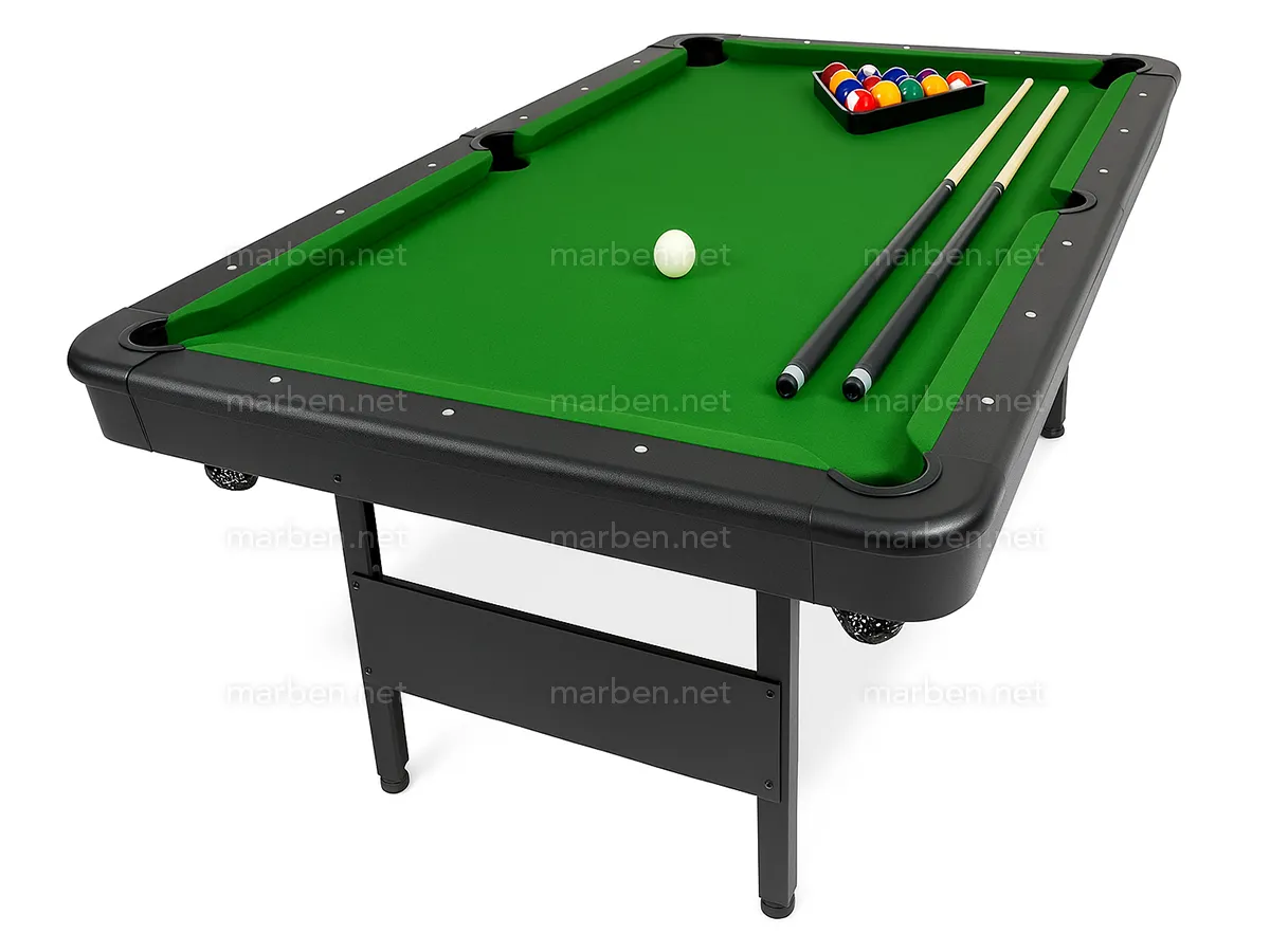 Mesa de billar con patas de acero plegables - paño verde - tamaño: 7 ft.