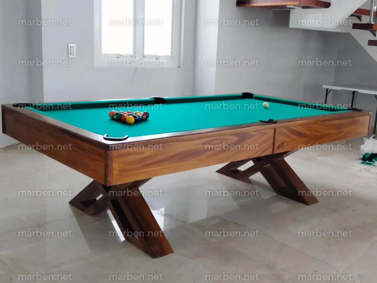 Mesa de Billar San Antonio tamaño Estándar Madera y Patas de Parota
