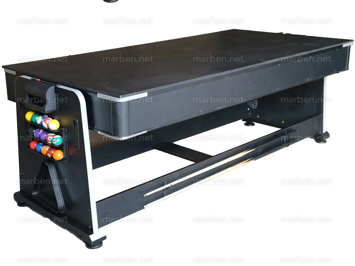 Mesa Multijuego  4 en 1 Giratoria de 7 ft, Air-Hockey, Billar, Ping-Pong, Cubierta de Comedor (Negra, paño verde)