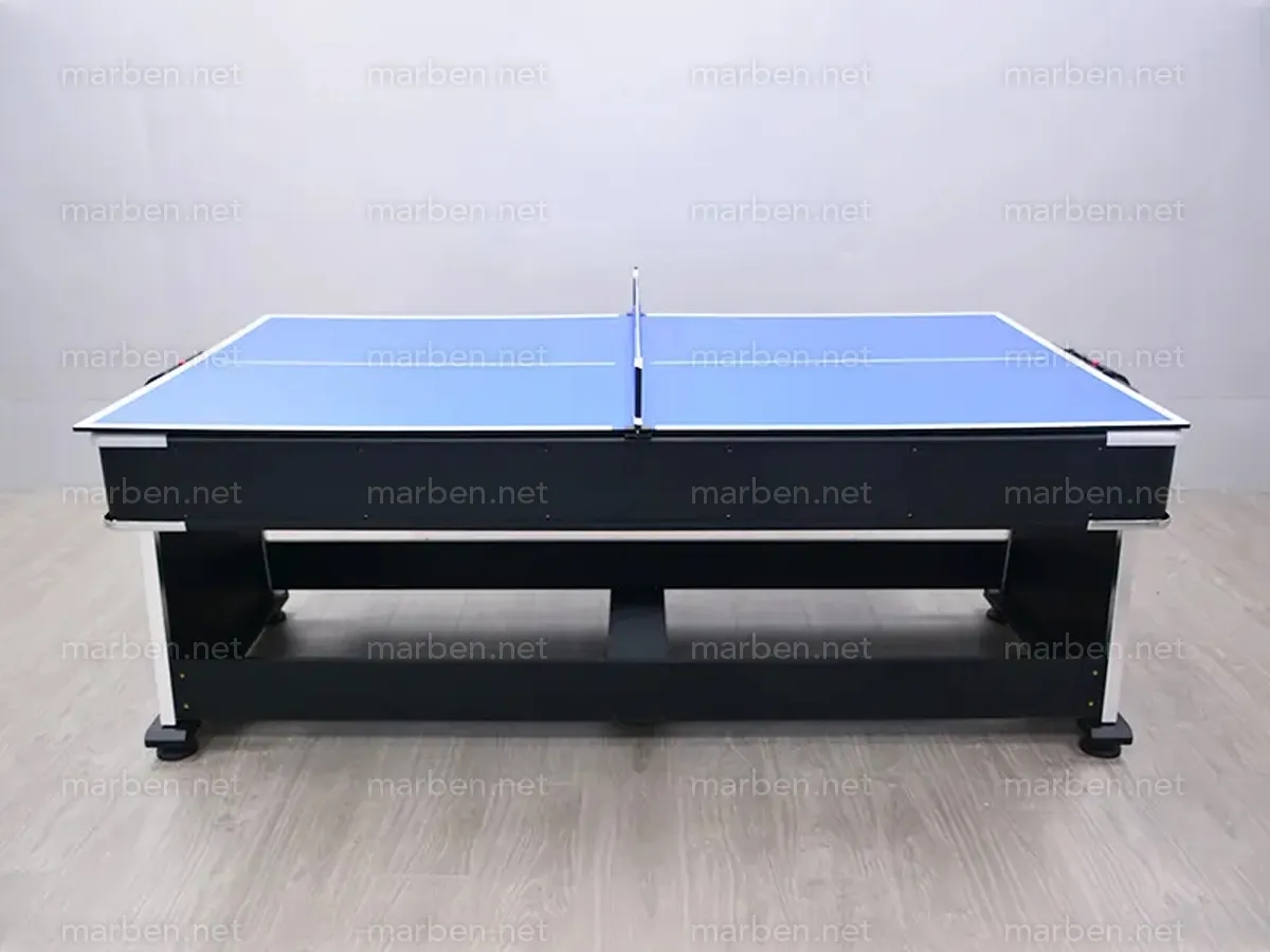 Mesa Multijuego  4 en 1 Giratoria de 7 ft, Air-Hockey, Billar, Ping-Pong, Cubierta de Comedor (Negra, paño azul)