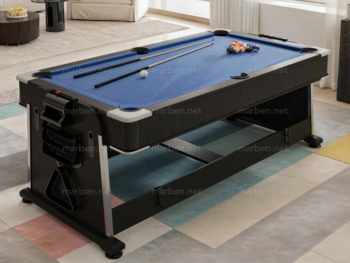 Mesa Multijuego  4 en 1 Giratoria de 7 ft, Air-Hockey, Billar, Ping-Pong, Cubierta de Comedor (Negra, paño azul)