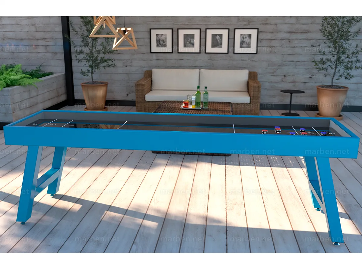 Mesa de Shuffleboard de 9 pies Steel para exterior e interior - AZUL