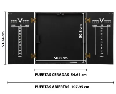 Gabinete Para Dardos KOTO Negro Con Pizarras Blancas – Cierre Magnético, Fácil De Colgar