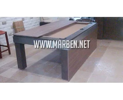 Mesa de Billar Bilié con comedor oculto - color chocolate y plata