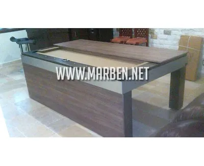 Mesa de Billar Bilié con comedor oculto - color chocolate y plata